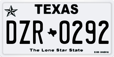 TX license plate DZR0292