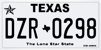 TX license plate DZR0298