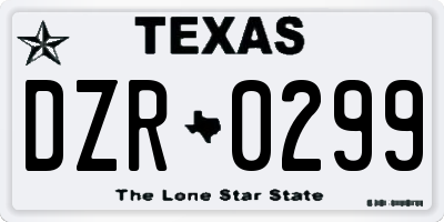 TX license plate DZR0299