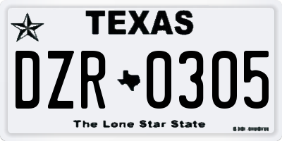 TX license plate DZR0305