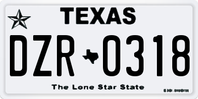 TX license plate DZR0318
