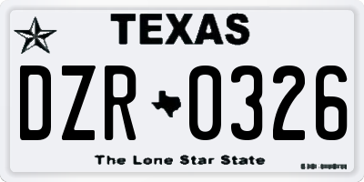 TX license plate DZR0326