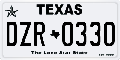 TX license plate DZR0330