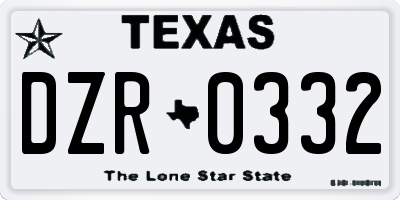 TX license plate DZR0332