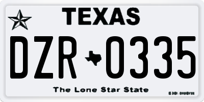 TX license plate DZR0335
