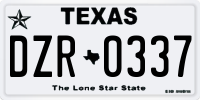 TX license plate DZR0337