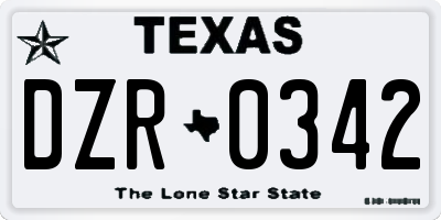 TX license plate DZR0342
