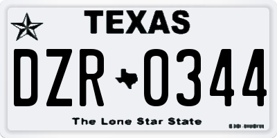 TX license plate DZR0344