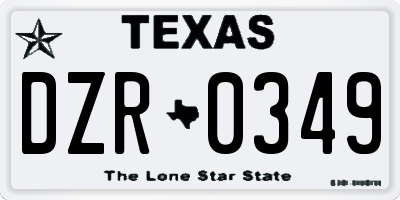 TX license plate DZR0349