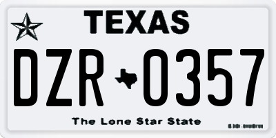 TX license plate DZR0357