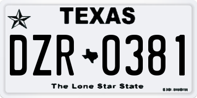TX license plate DZR0381
