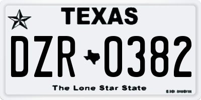 TX license plate DZR0382
