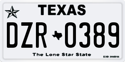 TX license plate DZR0389