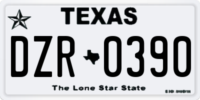 TX license plate DZR0390