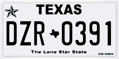 TX license plate DZR0391