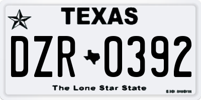 TX license plate DZR0392
