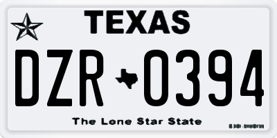 TX license plate DZR0394