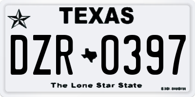 TX license plate DZR0397
