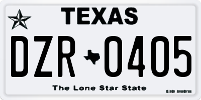 TX license plate DZR0405