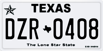 TX license plate DZR0408