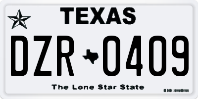 TX license plate DZR0409