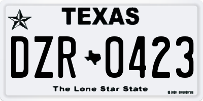 TX license plate DZR0423