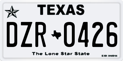 TX license plate DZR0426