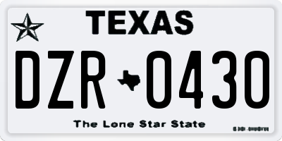 TX license plate DZR0430