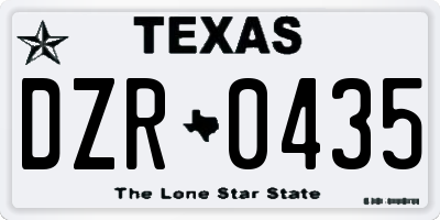 TX license plate DZR0435
