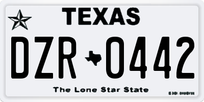 TX license plate DZR0442