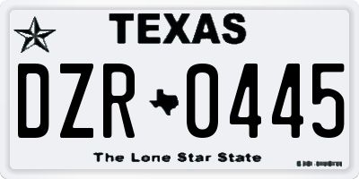 TX license plate DZR0445
