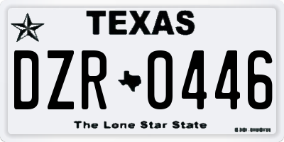 TX license plate DZR0446