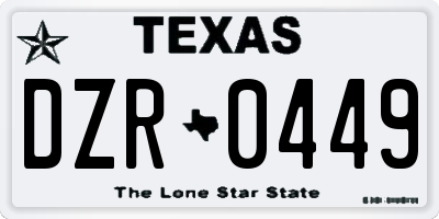 TX license plate DZR0449