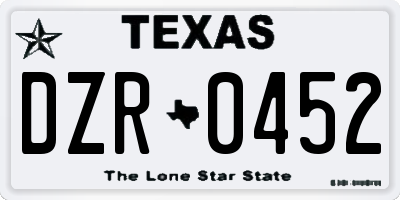TX license plate DZR0452