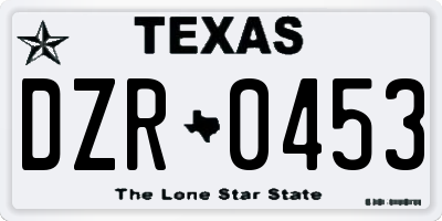 TX license plate DZR0453