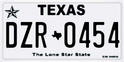 TX license plate DZR0454