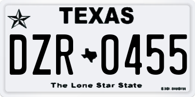 TX license plate DZR0455