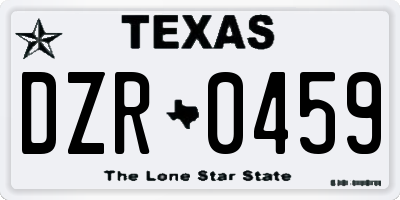 TX license plate DZR0459