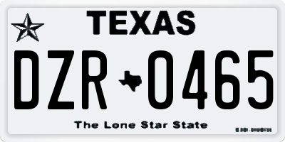 TX license plate DZR0465