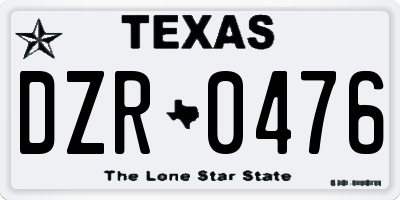 TX license plate DZR0476