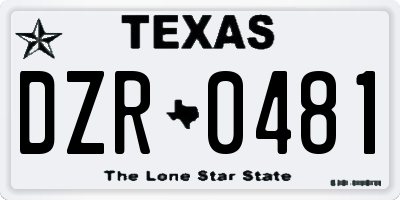 TX license plate DZR0481