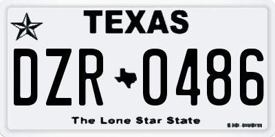 TX license plate DZR0486