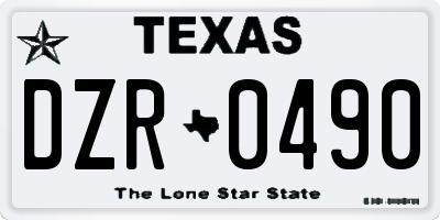 TX license plate DZR0490