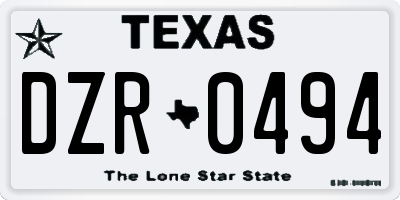 TX license plate DZR0494