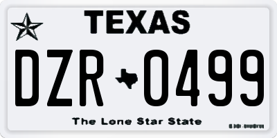 TX license plate DZR0499