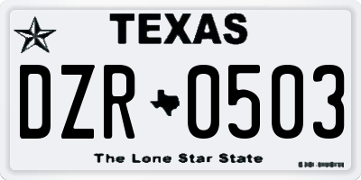TX license plate DZR0503
