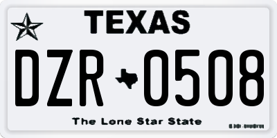 TX license plate DZR0508