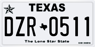 TX license plate DZR0511