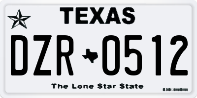TX license plate DZR0512