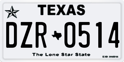 TX license plate DZR0514